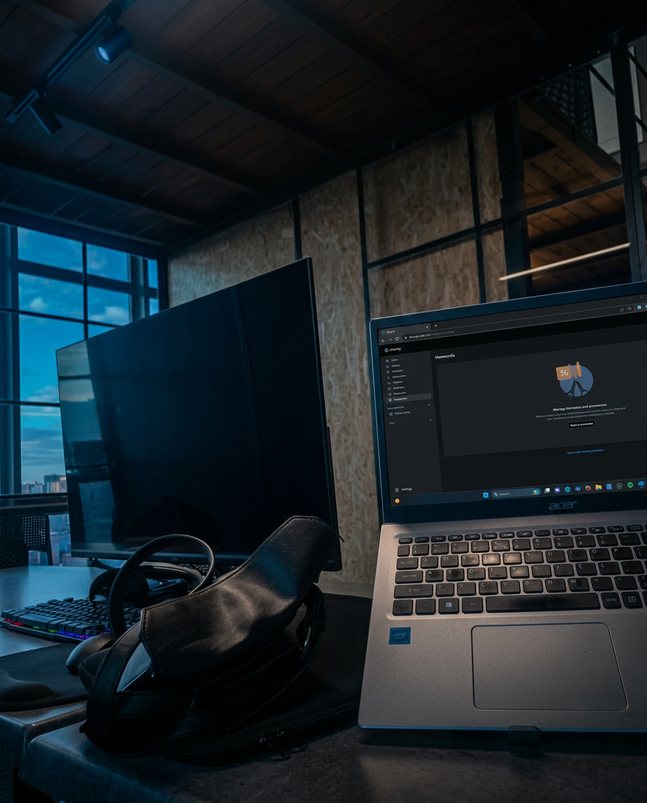 GW Media workstation with a live Shopify store dashboard open
